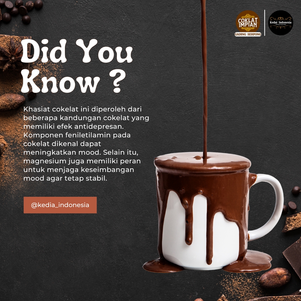 Jasa iklan Facebook dan Instagram untuk meningkatkan mood dengan manfaat cokelat.