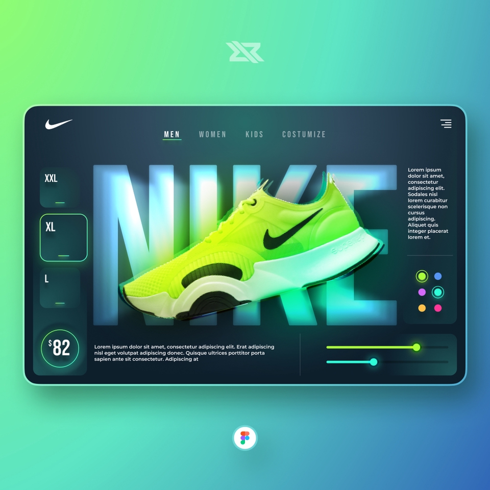 Desain UI UX Website Modern untuk Aplikasi Mobile dengan Tema Olahraga dan Warna Hijau Neon.