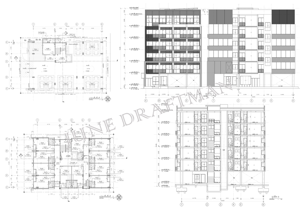 เขียนแบบวิศวกรรมและออกแบบโครงสร้าง - รับเขียนแบบ,ดราฟแบบ2D,3D ขออนุญาตและก่อสร้าง - 3