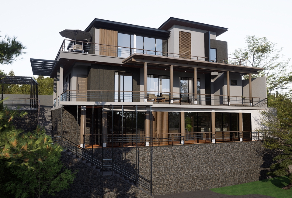 Jasa Desain Eksterior 3D Rumah Minimalis Modern - Layanan Freelance Desain Arsitektur