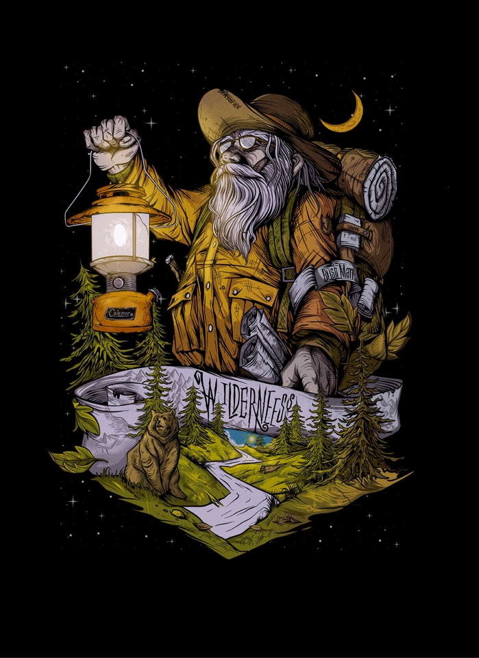 รับวาดรูปดิจิตอลเพ้นท์ ผู้ชาย เที่ยวป่า ไฟฉาย