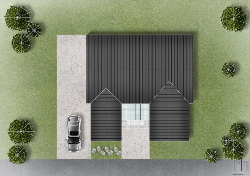 3D Perspective - ออกแบบบ้านพักอาศัยนอร์ดิก 1 ชั้น 3ห้องนอน 2ห้องน้ำ ตกแต่งภายในสไตล์มินิมอล+เทดิชันนอล - 4