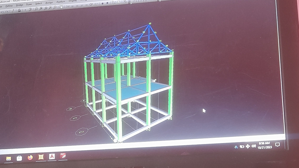 Jasa drafter autocad 3D untuk desain bangunan rumah dengan detail interior dan eksterior.