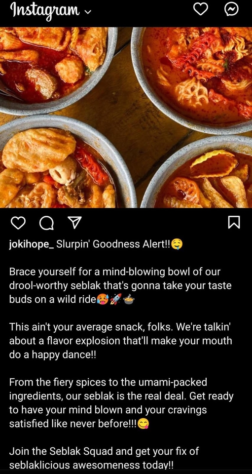 Caption ig lucu tentang makanan seblak dengan kata kunci seblak, makan, pedas, enak, caption ig seblak, caption ig lucu, caption ig singkat, caption ig kekinian