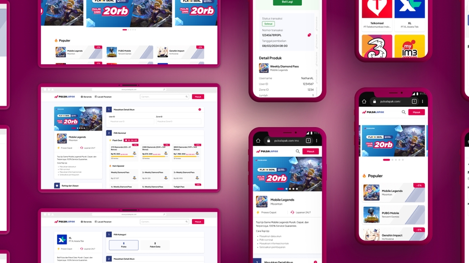 Desain UI UX mobile app dengan tampilan modern dan estetis, contoh portofolio freelancer UI UX