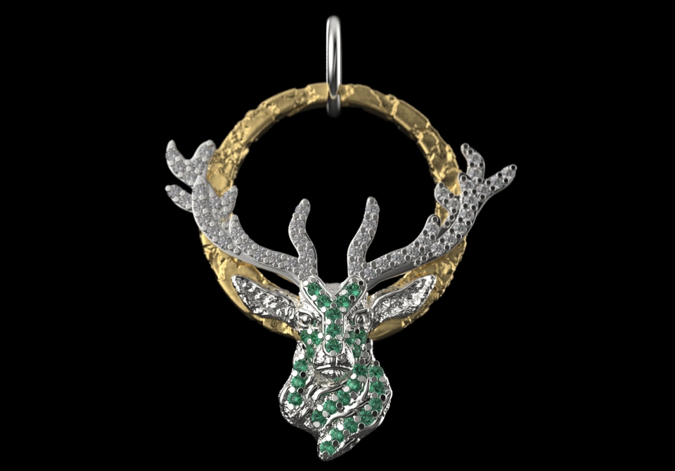 รับปั้นโมเดล 3D สัตว์ รูปกวาง มีเขา สวยงาม ตกแต่งด้วยเพชร