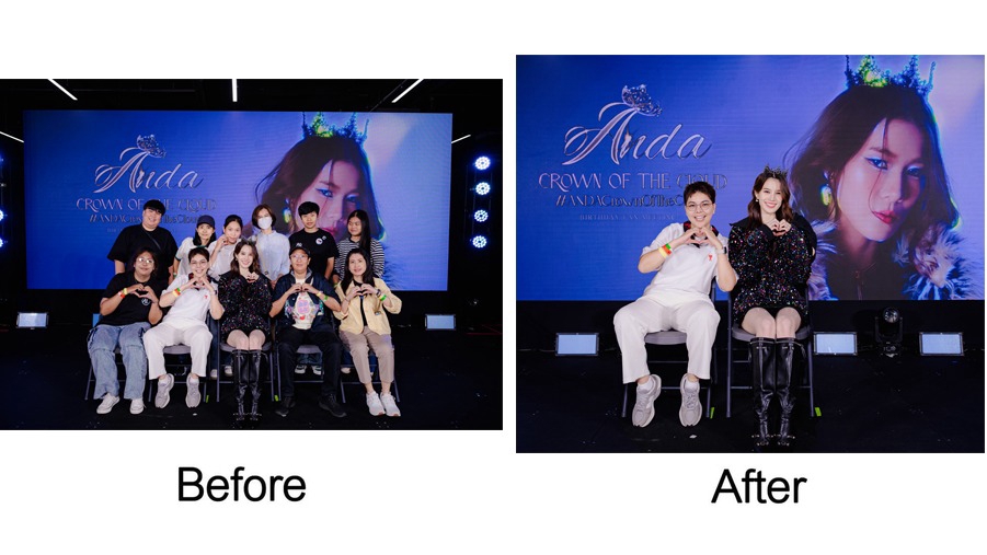 รับแต่งรูปภาพก่อนหลังใช้Photoshop ปรับแสงสีภาพถ่ายกลุ่มดารา ภาพสวยคมชัด