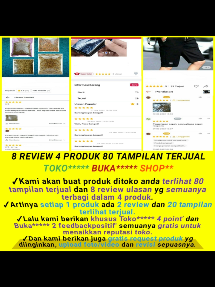 Memberi Review - jasa ulasan review dan tampilan produk terlihat terjual shopee, tokopedia, bukalapak - 4