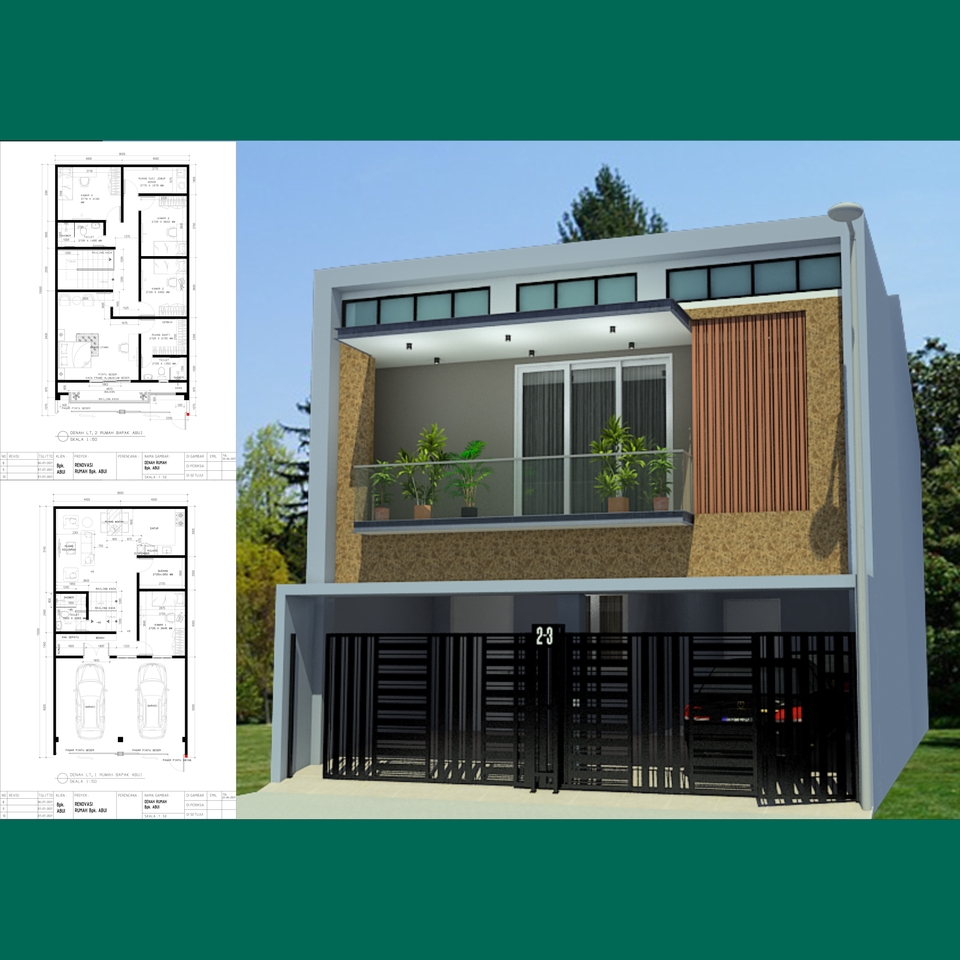 3D & Perspektif - Jasa Desain Denah + 3D Exterior Rumah - 4