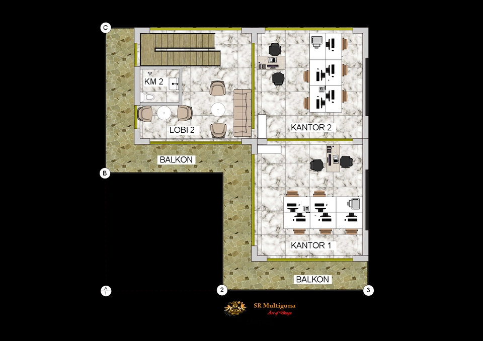 Jasa drafter autocad freelance, gambar denah kantor dan lobi 2 lantai. Autocad murah, desain interior.
