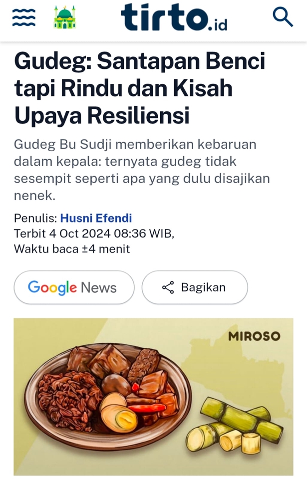 Jasa penulis artikel tentang kuliner tradisional Indonesia, gudeg, yang disukai banyak orang.