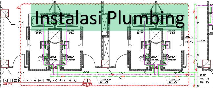 Jasa drafter autocad arsitek untuk denah instalasi plumbing