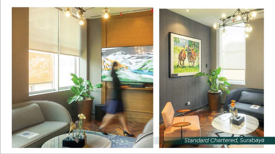 Desain portofolio profesional di kantor Standard Chartered, Surabaya.