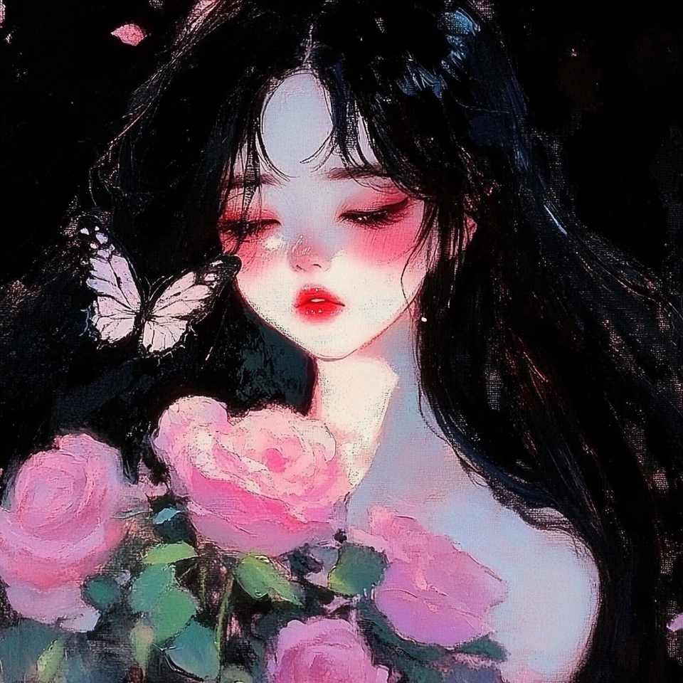 รับทำวอลเปเปอร์โทรศัพท์ ภาพวาดสาวสวยดอกไม้สีชมพู