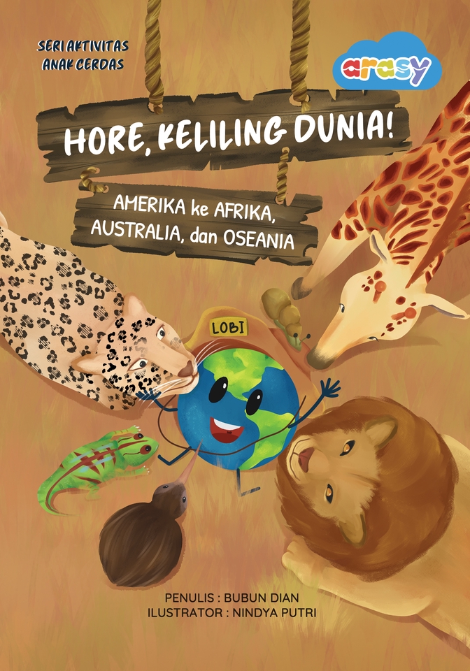 Ilustrasi kartun anak hewan lucu keliling dunia, jasa ilustrasi gambar kartun hewan