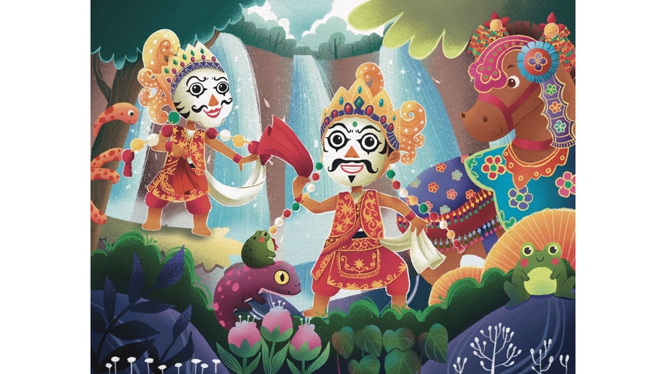 Ilustrasi kartun hewan di hutan dengan warna-warna cerah dan karakter yang lucu. jasa ilustrasi, jasa gambar kartun, jasa desain ilustrasi, gambar ilustrasi hewan, gambar ilustrasi kartun, ilustrasi hewan, ilustrasi kartun, sketsa kartun.