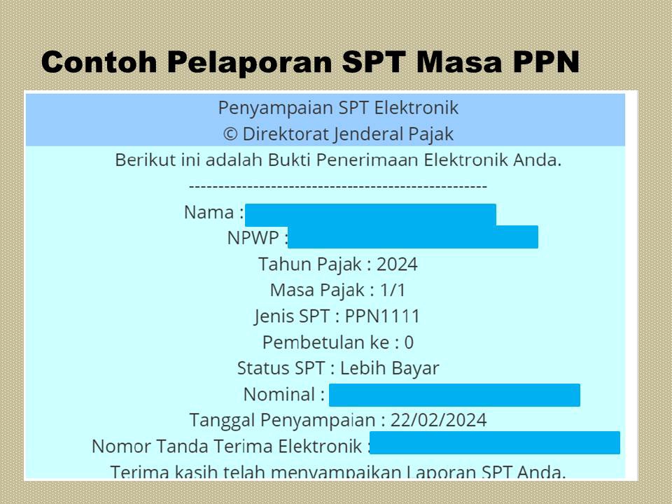 Contoh laporan SPT Masa PPN untuk Jasa Data Entry.