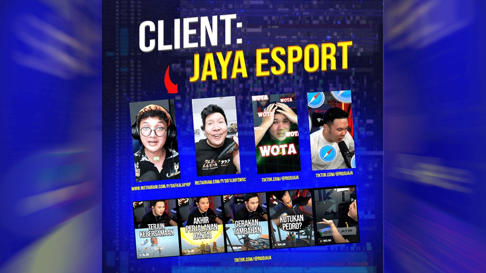 Jasa edit video youtube dan vlog untuk klien Jaya Esport. Harga jasa edit video murah dan profesional. Pengeditan video berkualitas tinggi dengan editor video berpengalaman.