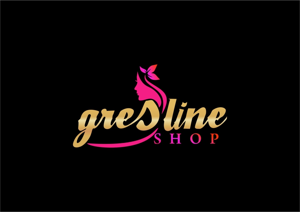 Desain logo online shop gresline dengan logo wanita berambut merah