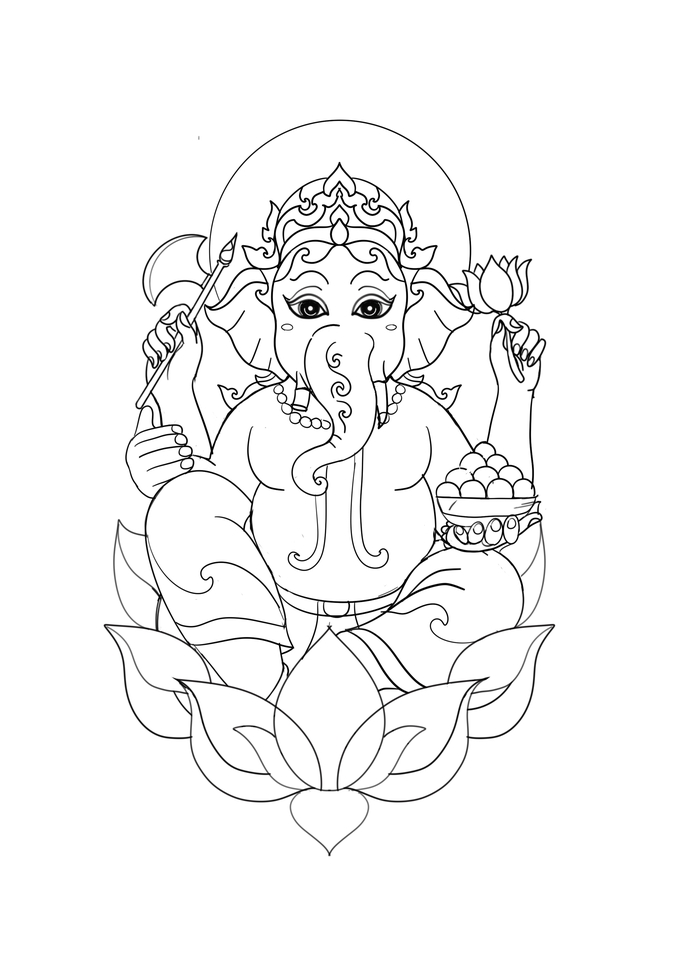 ออกแบบลายสักพระพิฆเนศ ลายสักสวยๆ สไตล์ไทย