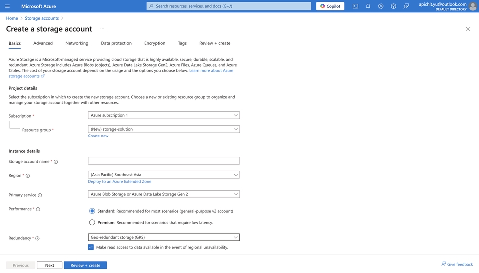 สร้างบัญชี storage ใน Azure รับติดตั้ง server รับวางระบบ server วางระบบ network