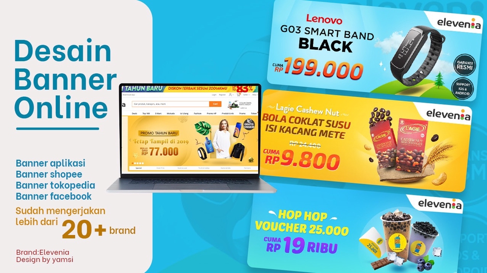 Jasa desain banner online untuk instagram, facebook, website, toko online, dan platform media sosial lainnya. Desain banner unik dan menarik untuk promosi bisnis anda.