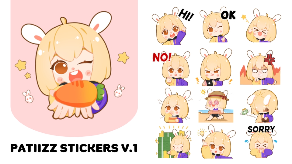 ออกแบบ LINE Sticker - รับออกแบบและวาด Line Sticker สไตล์จิบิน่ารัก - 2