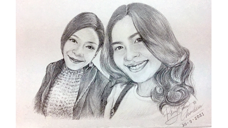 วาดภาพเหมือน Portrait - รับวาดภาพเหมือน งานวาดเส้นดินสอ(Drawing) งานสีไม้ งานสีน้ำ งานผสมผสาน(mixed media art) - 5