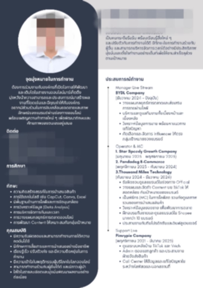 รับทำเรซูเม่และพอร์ตโฟลิโอภาษาไทยมืออาชีพ