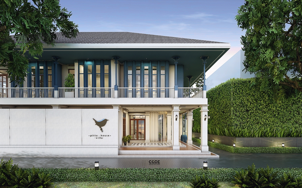 รับออกแบบบ้าน 2 ชั้น สไตล์โมเดิร์น ตกแต่งภายในสวยงาม พร้อมสระว่ายน้ำ เหมาะสำหรับครอบครัว