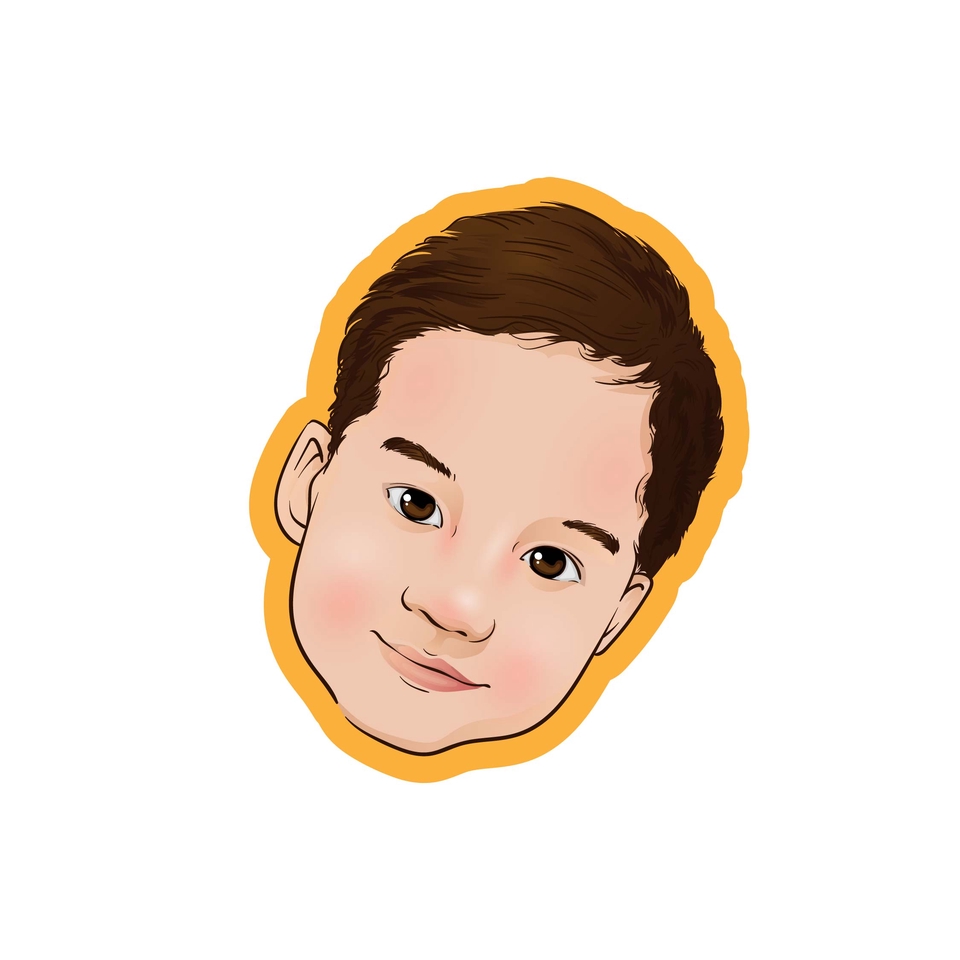 วาดภาพล้อเลียน เด็กชาย น่ารัก การ์ตูน