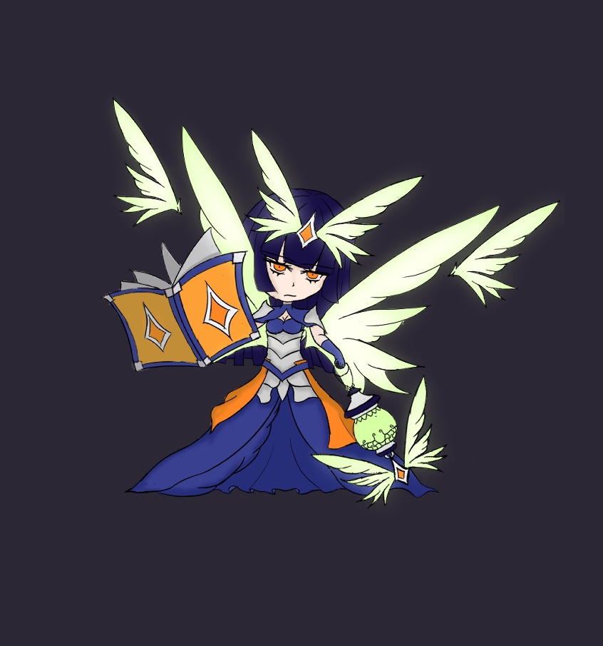 รับวาดรูปการ์ตูน อนิเมะ หญิง สวย น่ารัก พร้อมปีก และอาวุธ