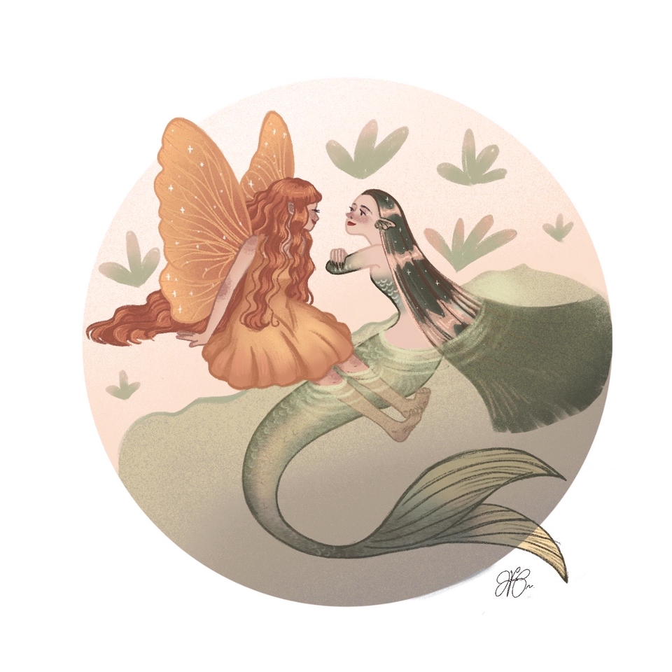 รับวาดภาพประกอบนิทาน นางฟ้าและเงือก