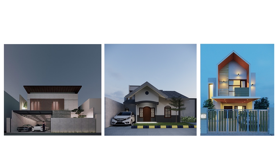 3D & Perspektif - Desain Arsitektural + Denah + Rendering Interior-Eksterior - 2