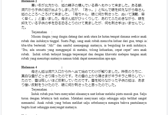 Penerjemahan - Terjemahan sederhana bahasa Indonesia Jepang - 3