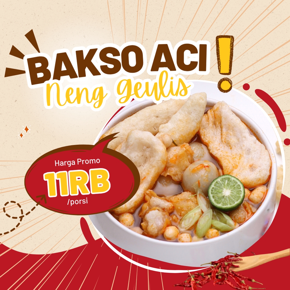Jasa Desain Banner Promosi Bakso Aci 11RB Instagram, desain banner online shop makanan