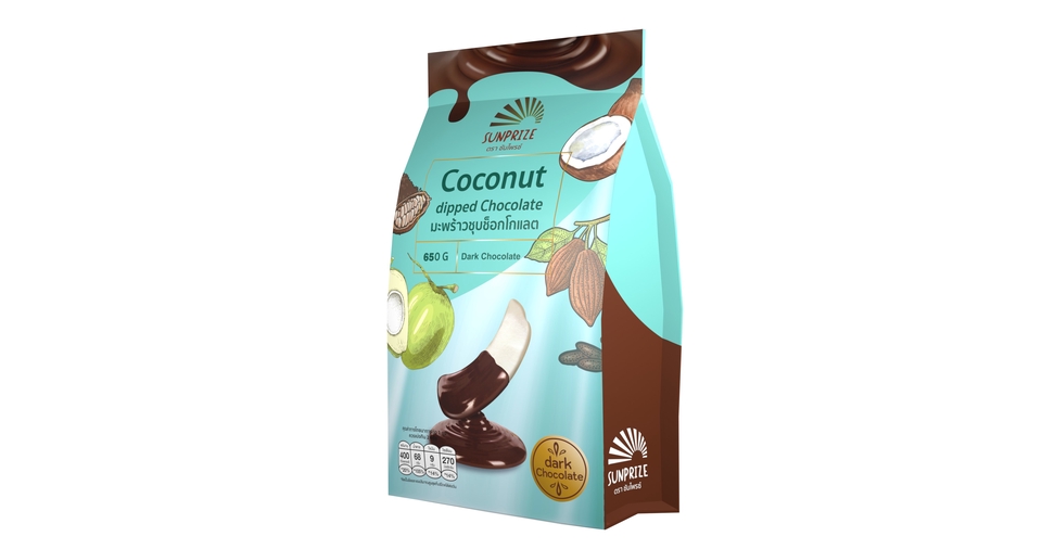 รับทำ 3d packshot รับทำโมเดล 3d สำหรับสินค้าช็อกโกแลตมะพร้าว coconut chocolate 3d model
