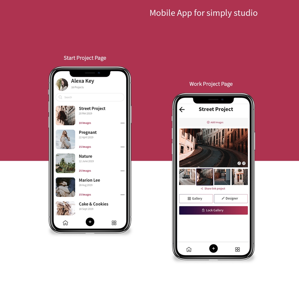 Desain UI UX untuk aplikasi mobile sederhana untuk studio fotografi