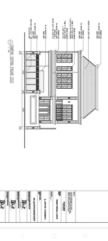 Jasa drafter autocad murah untuk desain rumah tinggal 2 lantai dengan gambar tampak depan pagar