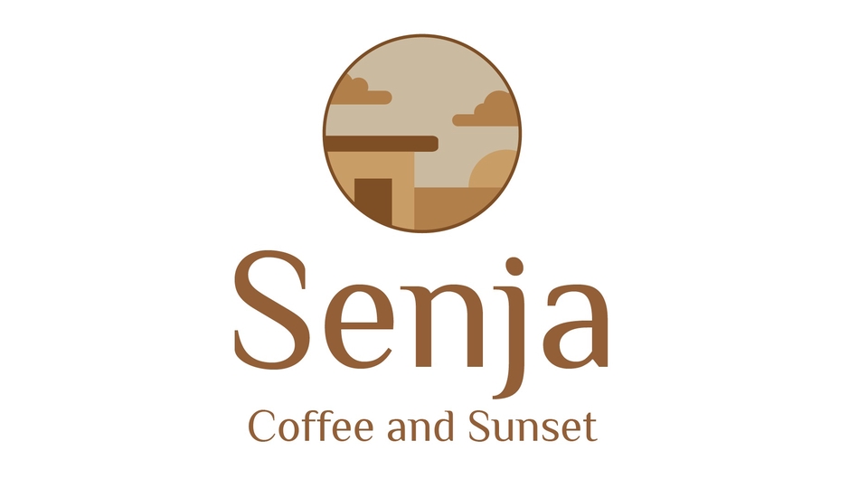 Jasa desain logo Senja Coffee and Sunset, logo cafe dan sunset dengan desain minimalis dan profesional.