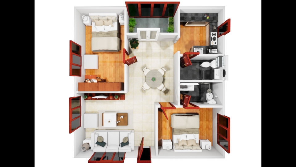 3D & Perspektif - DESAIN 3D FLOOR PLAN AND INTERIOR - 1