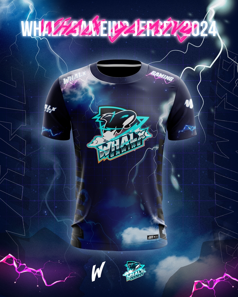 รับสกรีนเสื้อ วาฬกีฬา สีน้ำเงิน ดำ มีลายฟ้า