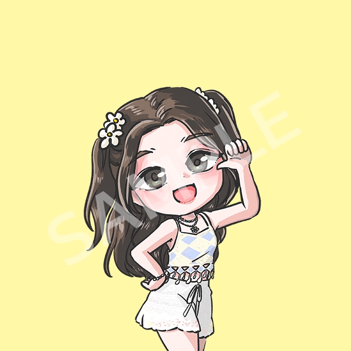 รับวาดรูปการ์ตูน สไตล์จิบิ น่ารัก ภาพวาดสาวน้อยผมยาวในชุดเดรสสีขาวพร้อมลวดลายเก๋ไก๋