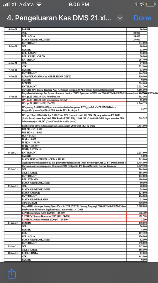 Jasa data entry dan input data untuk daftar pengeluaran kas perusahaan dalam format excel.