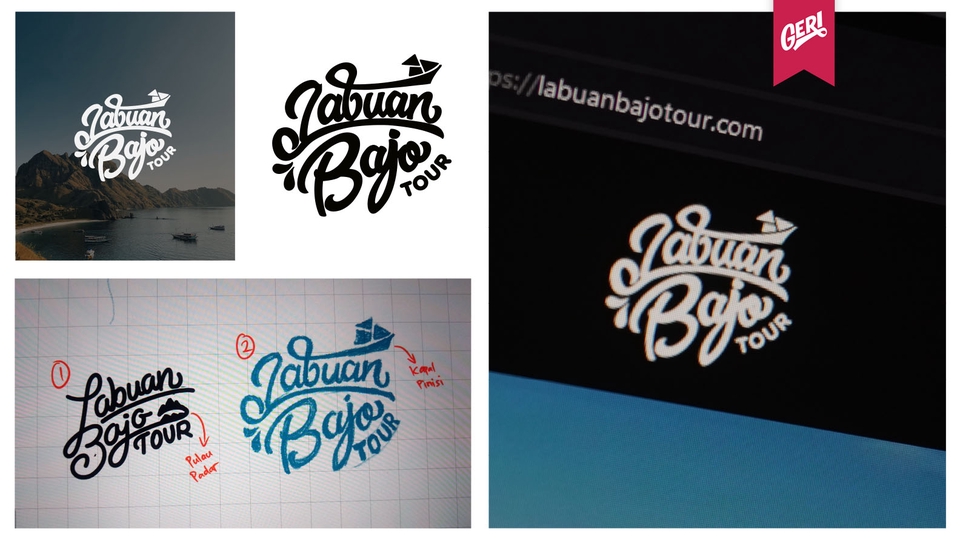 Jasa desain ilustrasi "Labuan Bajo Tour" dengan desain huruf yang menarik dan unik. Gunakan untuk kebutuhan desain logo, ilustrasi digital, dan lainnya.