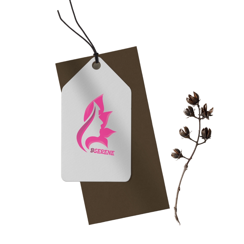 Desain logo dengan warna pink yang menampilkan siluet wajah wanita, cocok untuk logo perusahaan atau komunitas.