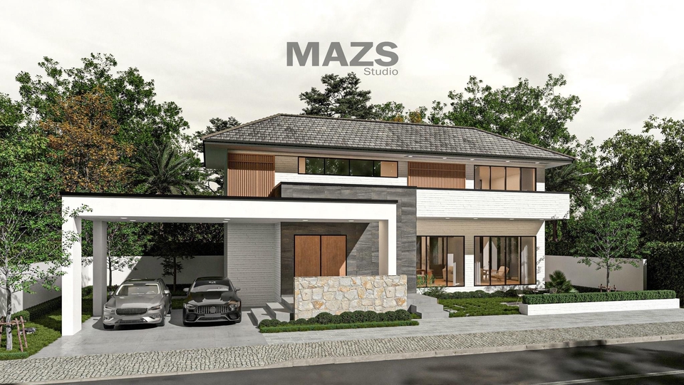 3D Perspective - รับขึ้น 3D model render exterior/interior และลงสี plan - 10