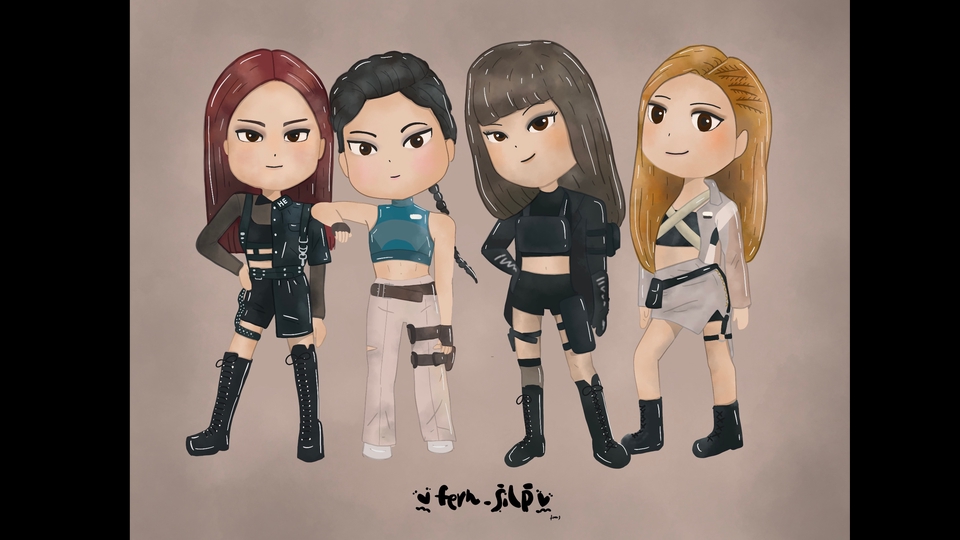 รับวาดภาพเหมือนการ์ตูน 4 คน สวยน่ารัก