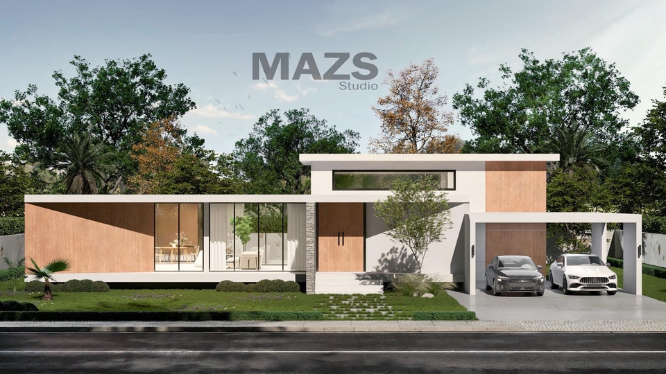 3D Perspective - รับขึ้น 3D model render exterior/interior และลงสี plan - 16