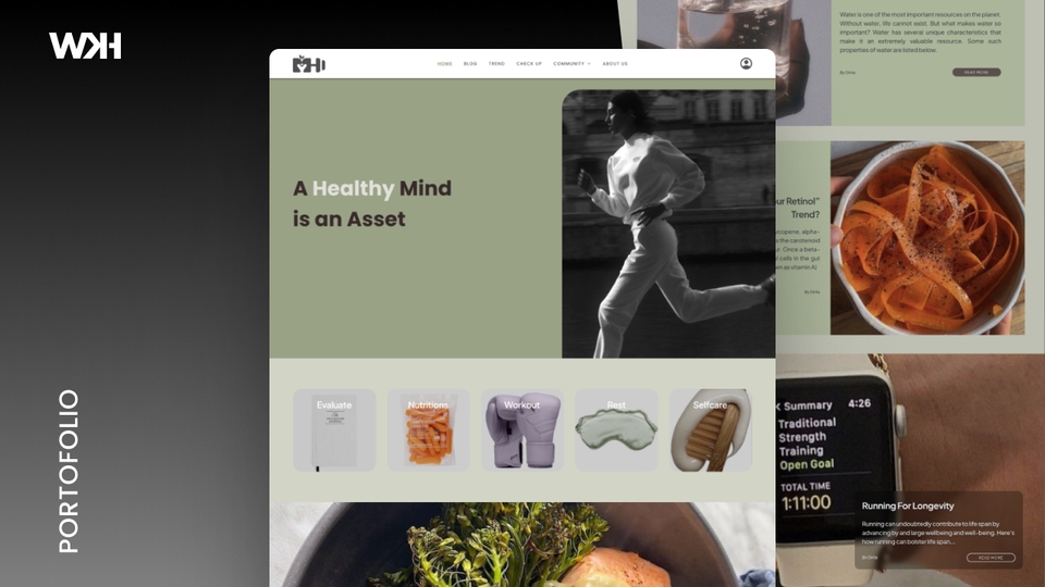 Desain UI UX website modern dan minimalis untuk meningkatkan kesehatan mental; jasa desain UI UX freelancer Indonesia, harga terjangkau.